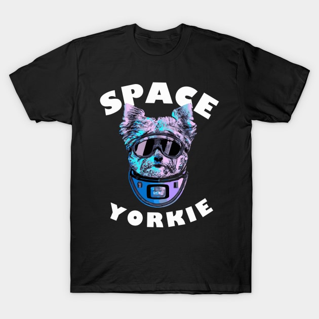 Space Yorkie Synthwave Yorkshire Terrier Dog Lover T-Shirt by BetterManufaktur